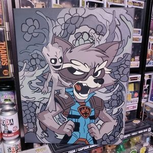 Groot&Rocket" artist/Anthony Trayer.   16x20 Original artwork